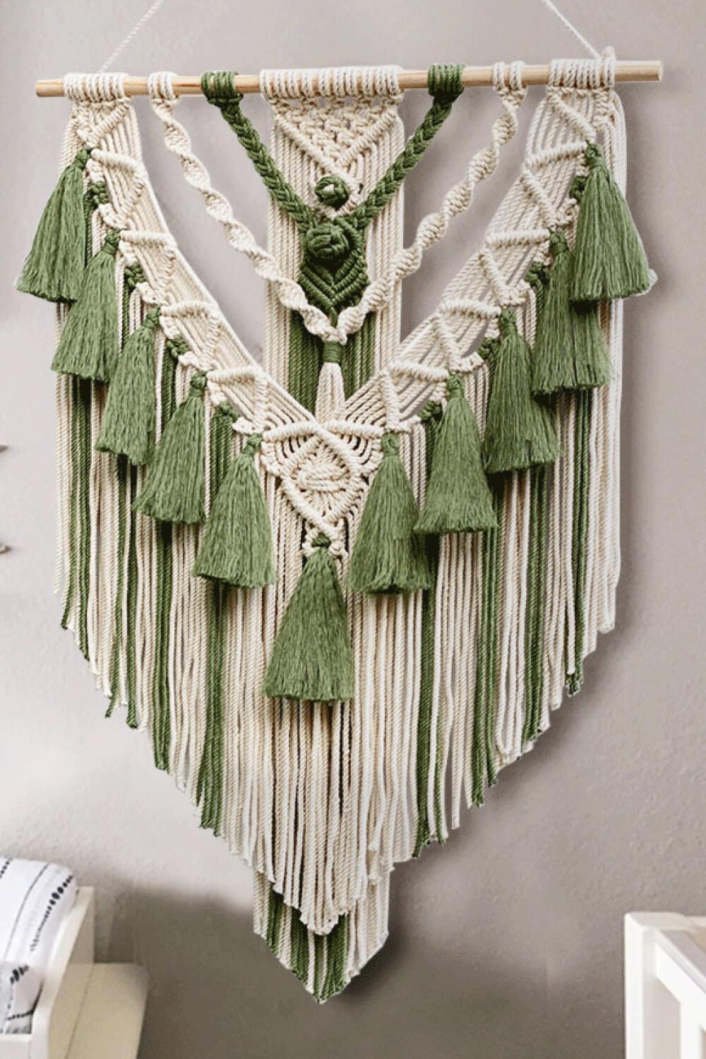 Two-Tone Macrame Wall Hanging BLUE ZONE PLANET