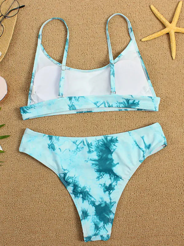 Two-piece swimsuit tie-dye gradient push-up bikini BLUE ZONE PLANET