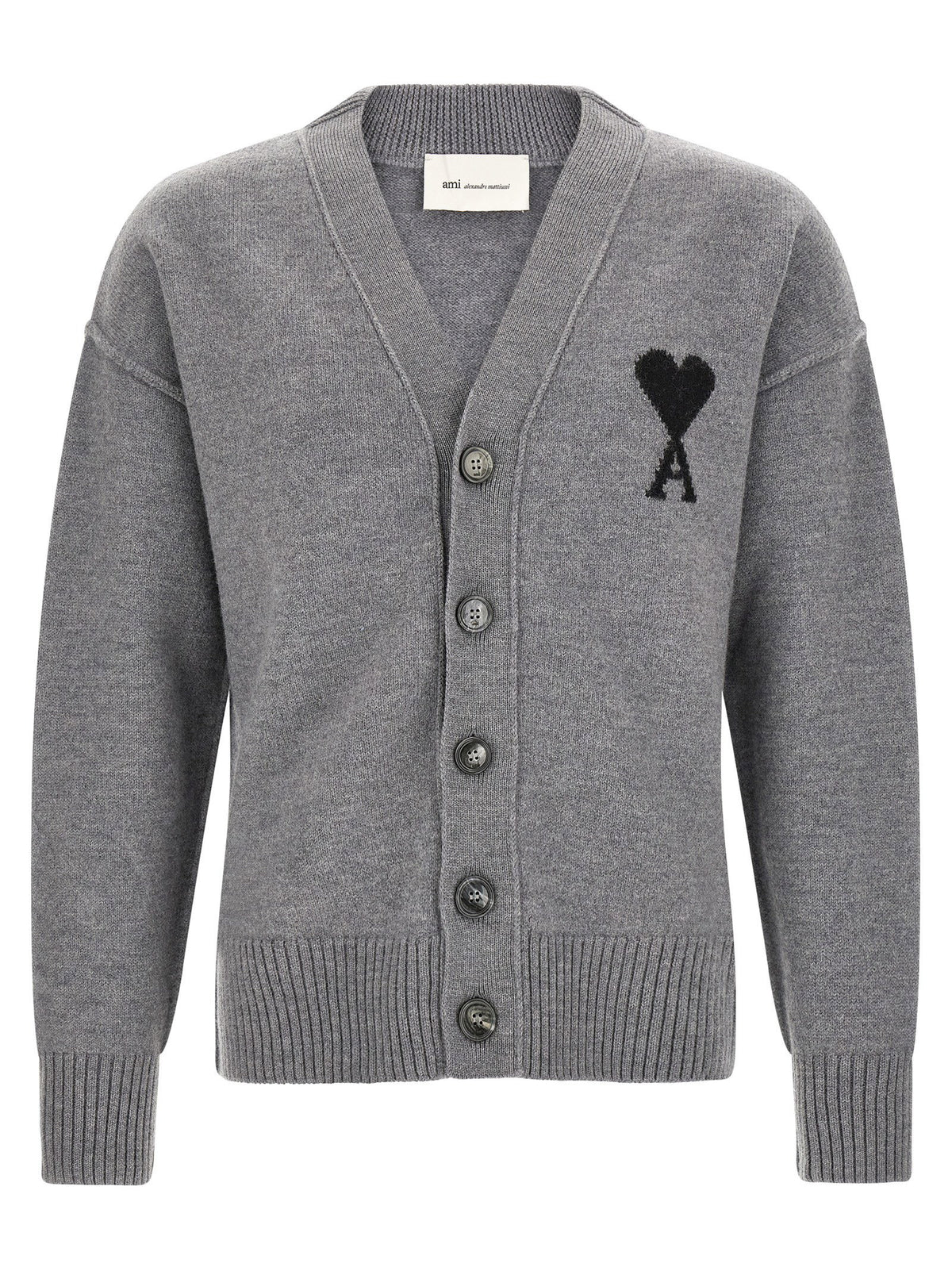 Ami Paris Ami De Coeur Cardigan-Topwear-[Adult]-[Female]-M-Gray-2022 Online Blue Zone Planet
