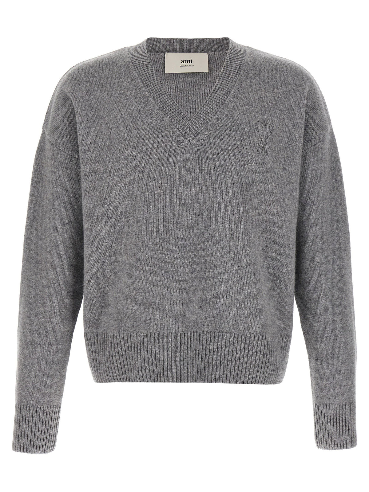 Ami Paris Puff Logo Patch Sweater-TOPS / DRESSES-[Adult]-[Female]-XL-Gray-2022 Online Blue Zone Planet