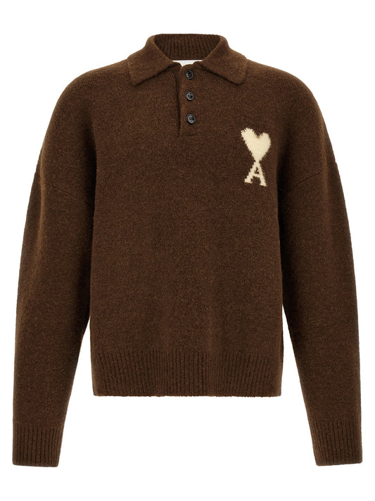 Ami Paris Ami De Coeur Polo Shirt-TOPS / DRESSES-[Adult]-[Female]-XL-Brown-2022 Online Blue Zone Planet