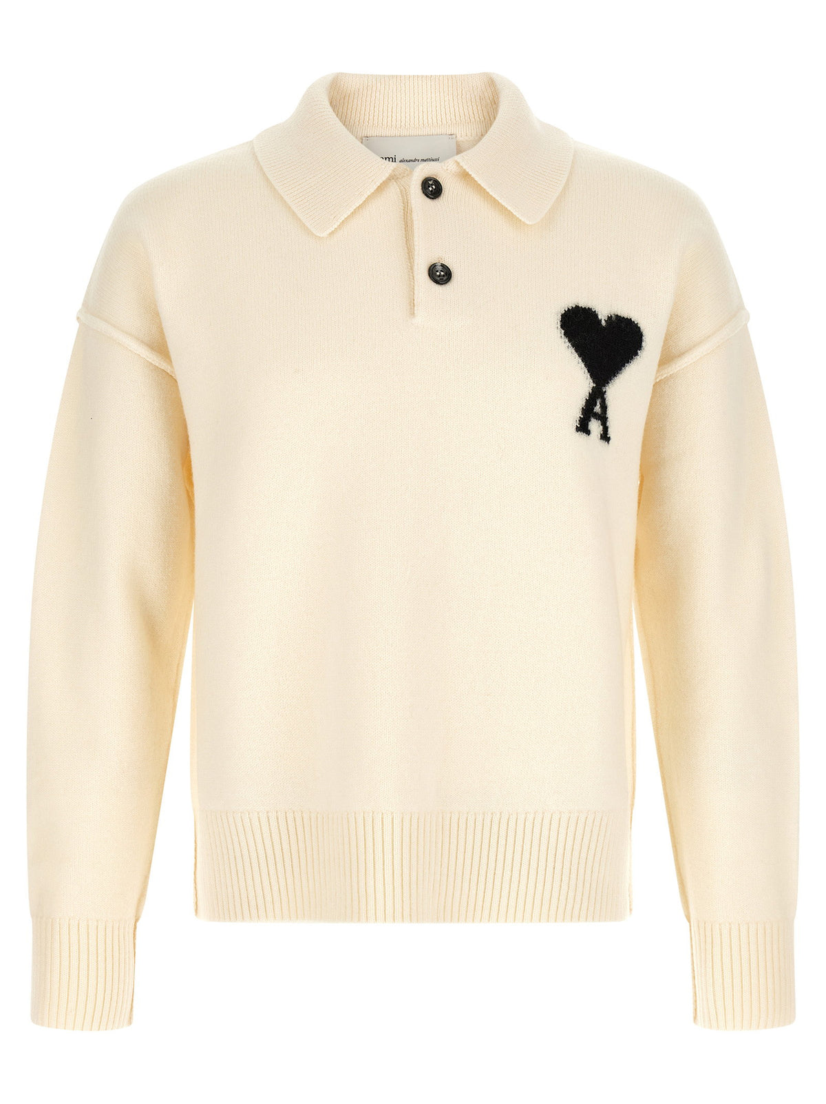 Ami Paris Ami De Coeur Polo Shirt-Shirts-[Adult]-[Female]-XL-White/black-2022 Online Blue Zone Planet