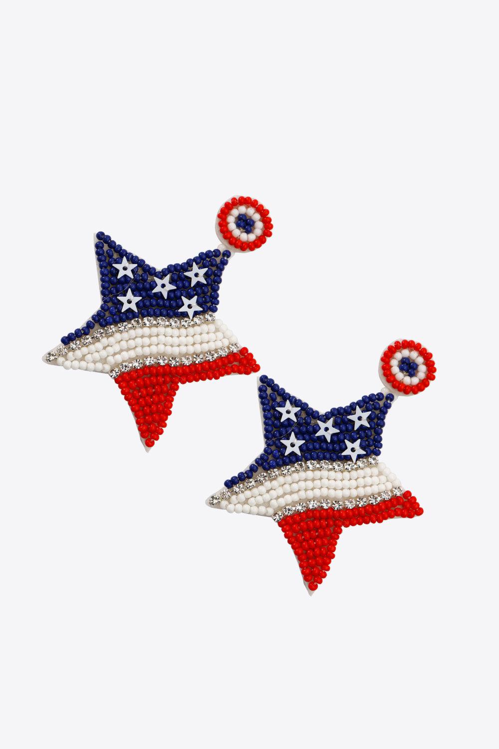 US Flag Beaded Star Earrings BLUE ZONE PLANET