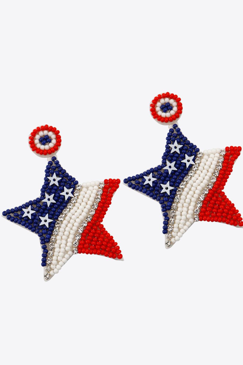 US Flag Beaded Star Earrings BLUE ZONE PLANET