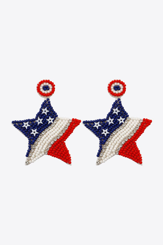 US Flag Beaded Star Earrings BLUE ZONE PLANET