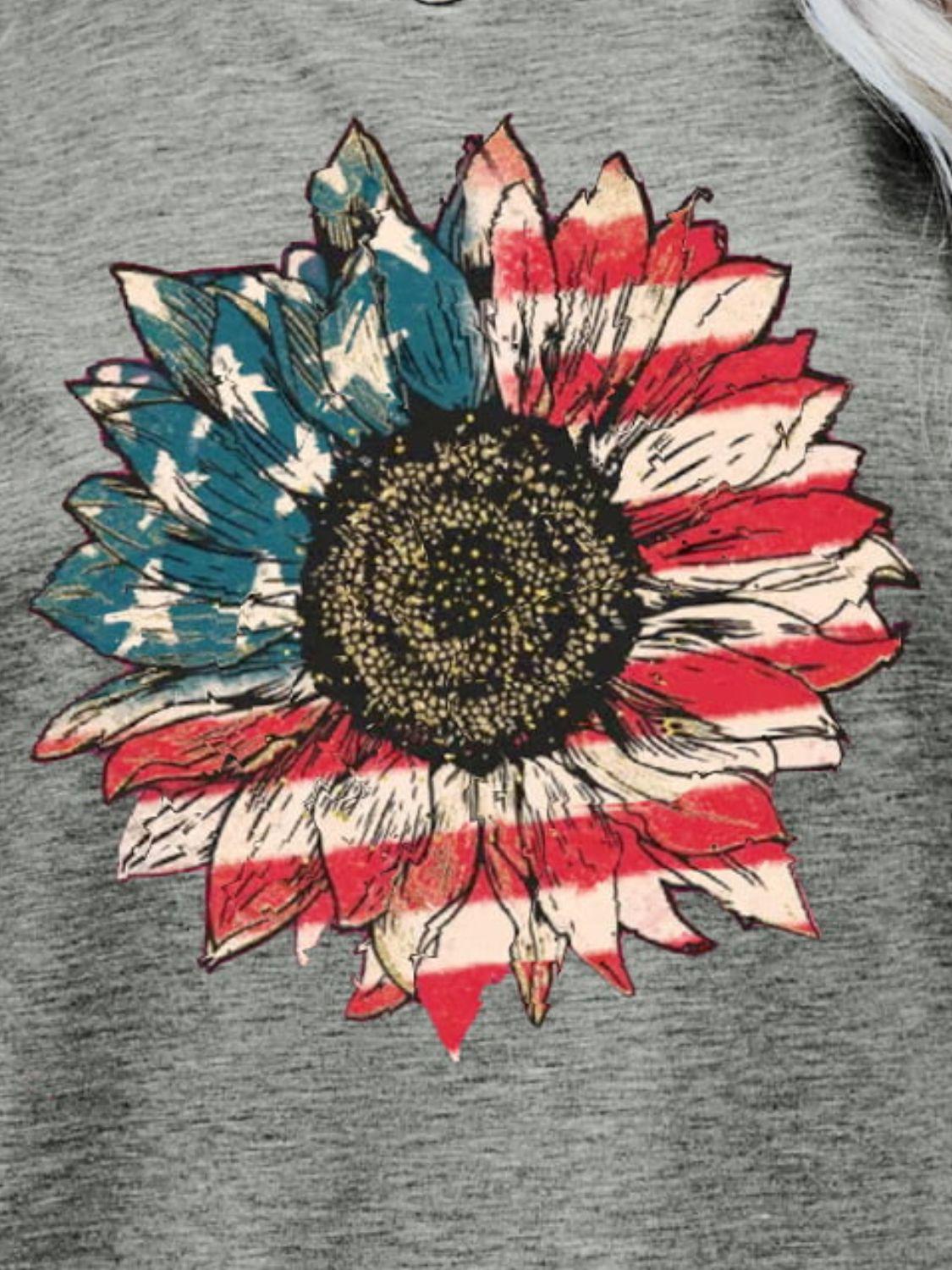 US Flag Flower Graphic Tee BLUE ZONE PLANET