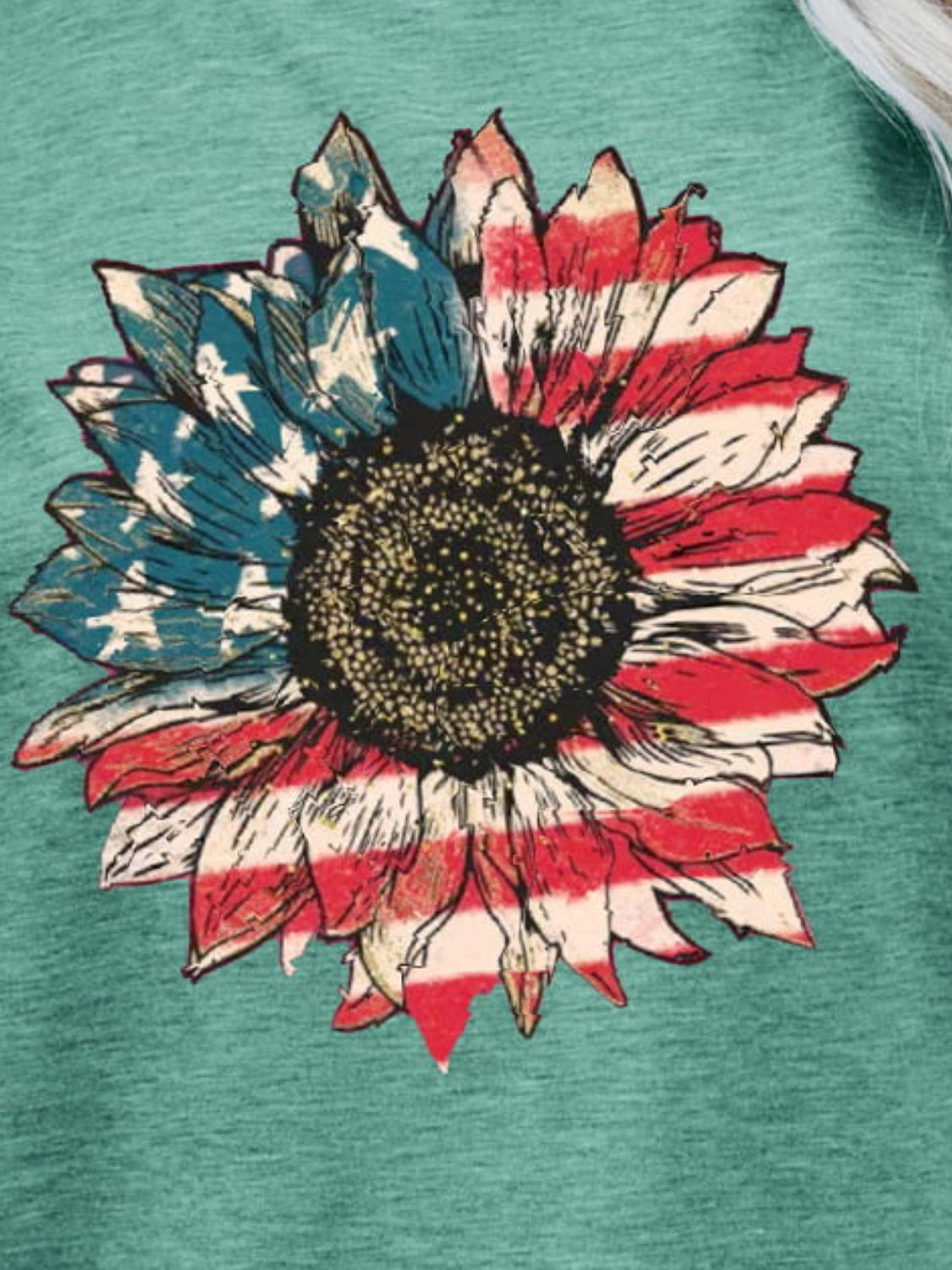 US Flag Flower Graphic Tee BLUE ZONE PLANET