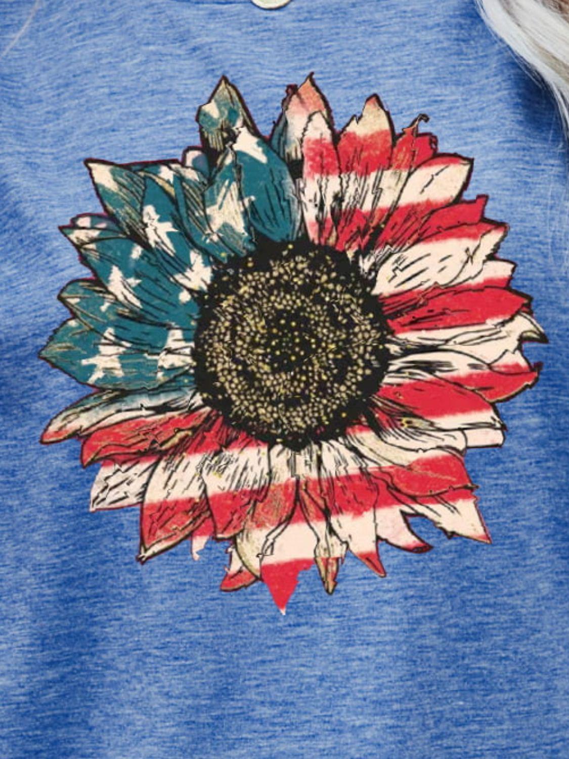 US Flag Flower Graphic Tee BLUE ZONE PLANET