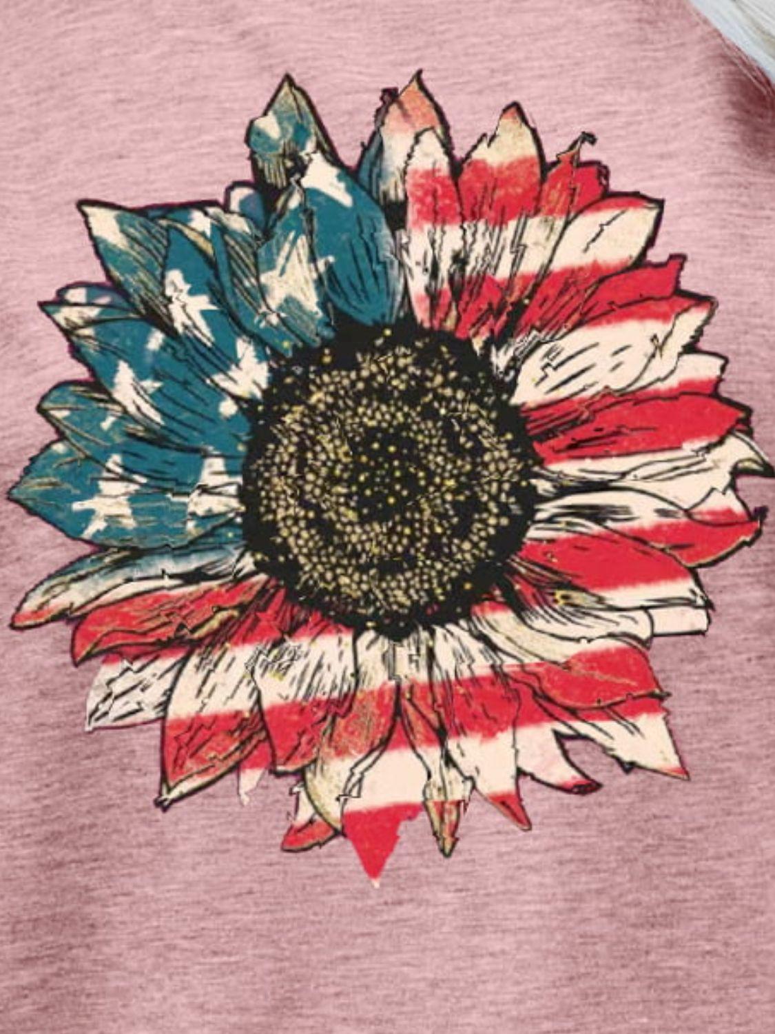 US Flag Flower Graphic Tee BLUE ZONE PLANET