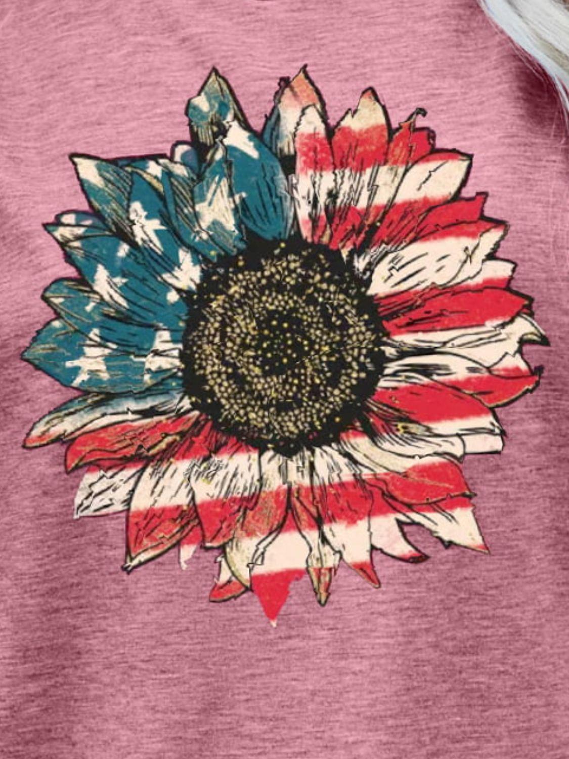 US Flag Flower Graphic Tee BLUE ZONE PLANET