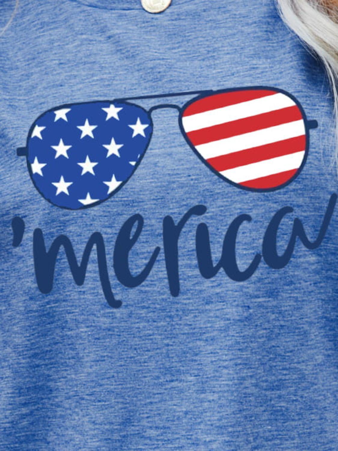 US Flag Glasses Graphic Tee BLUE ZONE PLANET