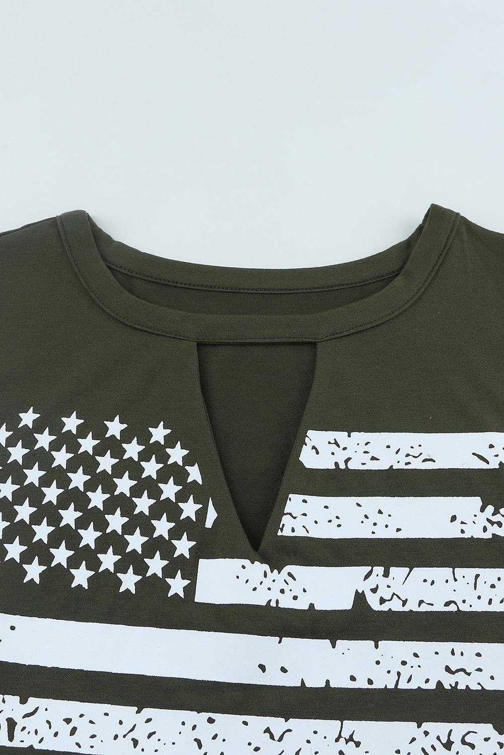 US Flag Graphic Cutout Round Neck Tank BLUE ZONE PLANET