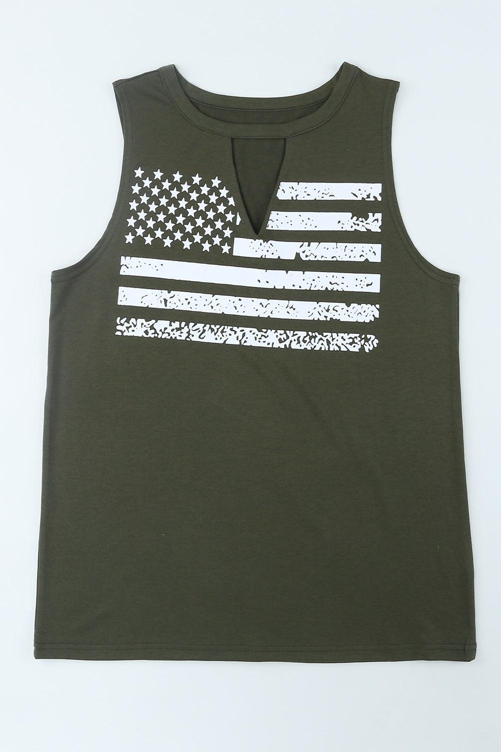 US Flag Graphic Cutout Round Neck Tank BLUE ZONE PLANET