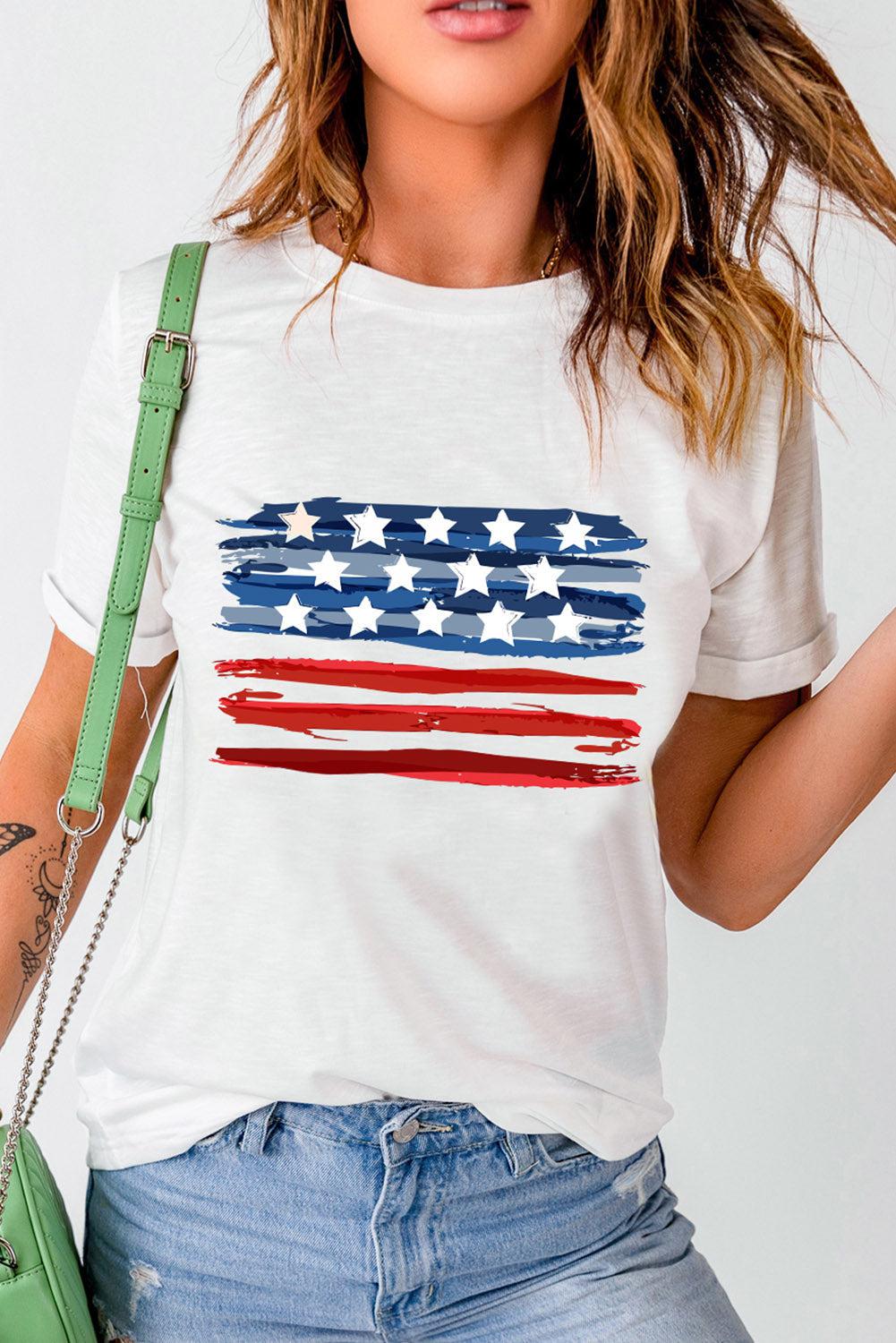 US Flag Graphic Round Neck Tee BLUE ZONE PLANET