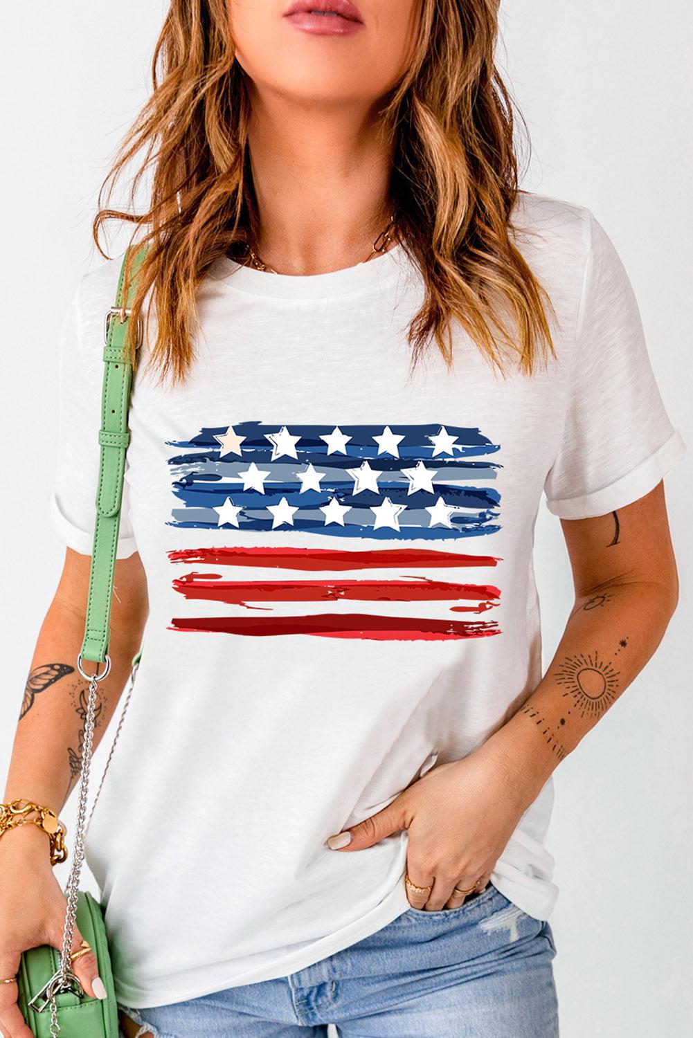 US Flag Graphic Round Neck Tee BLUE ZONE PLANET