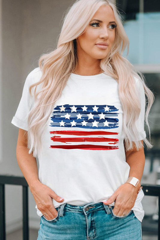 US Flag Graphic Round Neck Tee BLUE ZONE PLANET