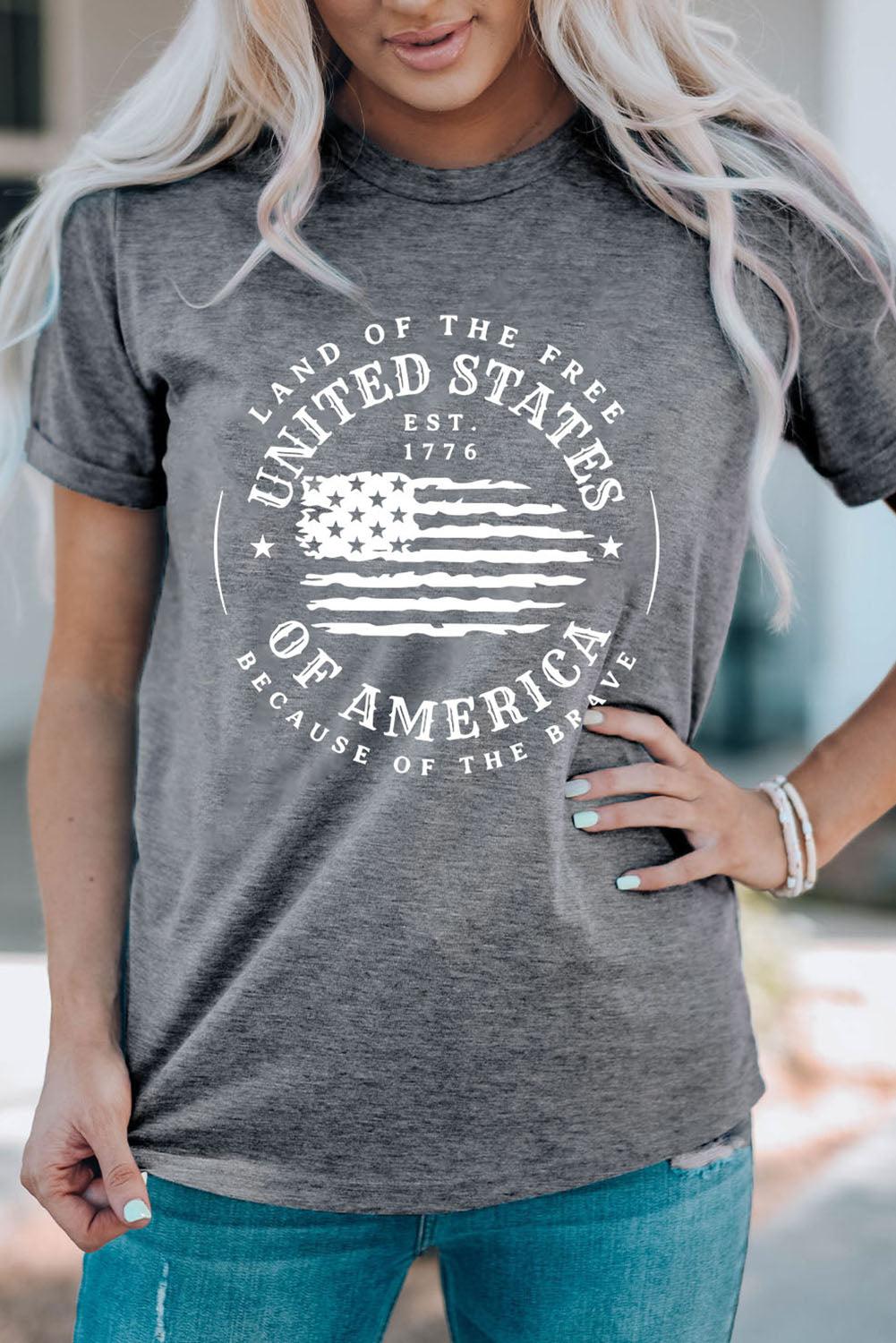 US Flag Graphic Short Sleeve Tee BLUE ZONE PLANET