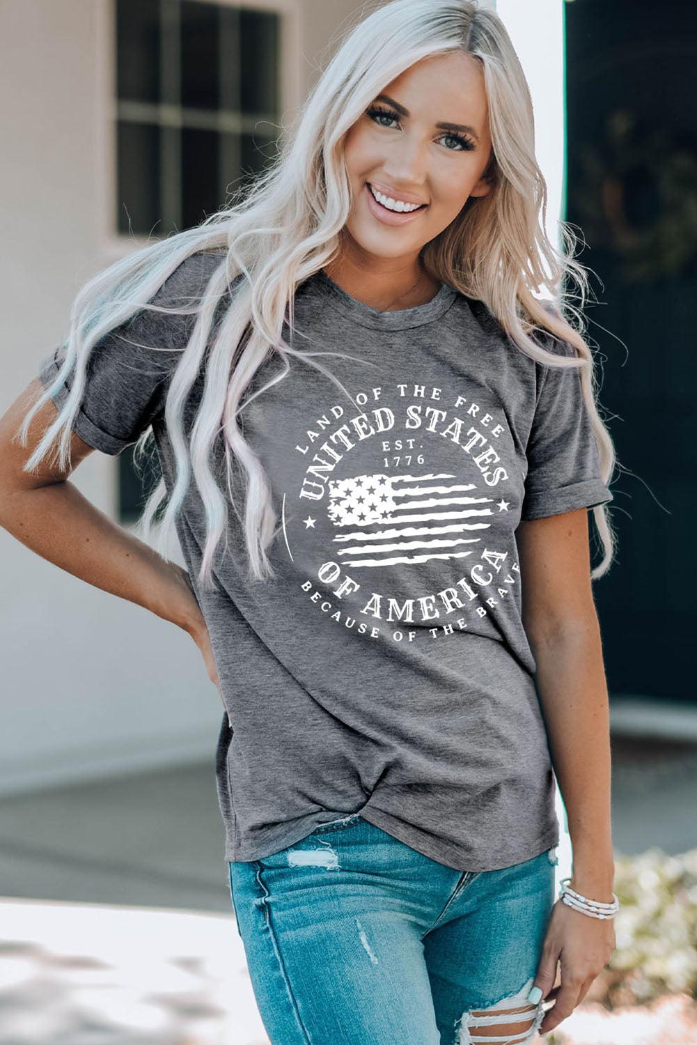 US Flag Graphic Short Sleeve Tee BLUE ZONE PLANET