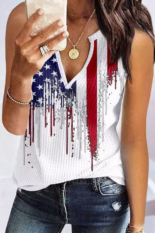US Flag Notched Neck Tank BLUE ZONE PLANET