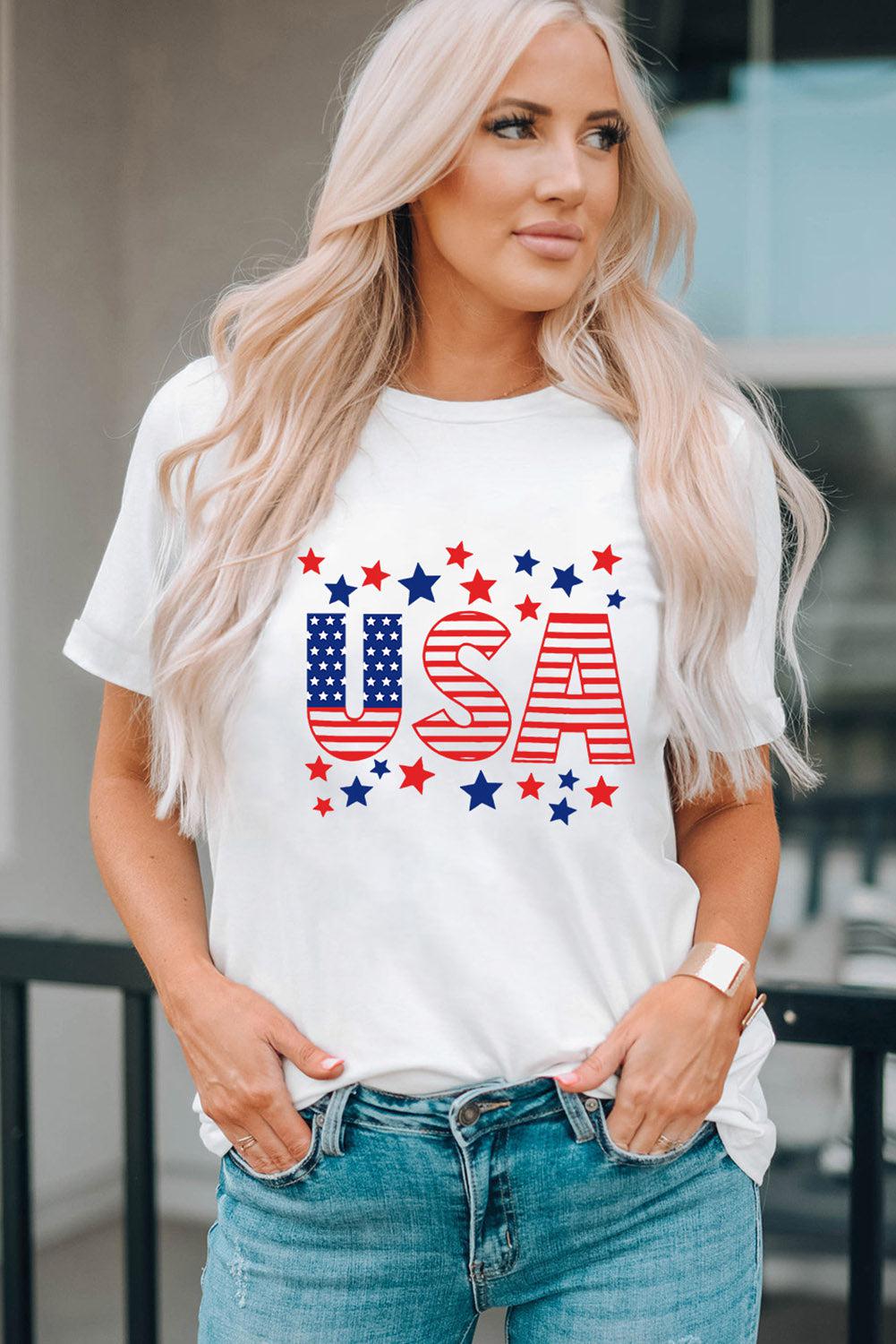 USA Star and Stripe Graphic Tee BLUE ZONE PLANET