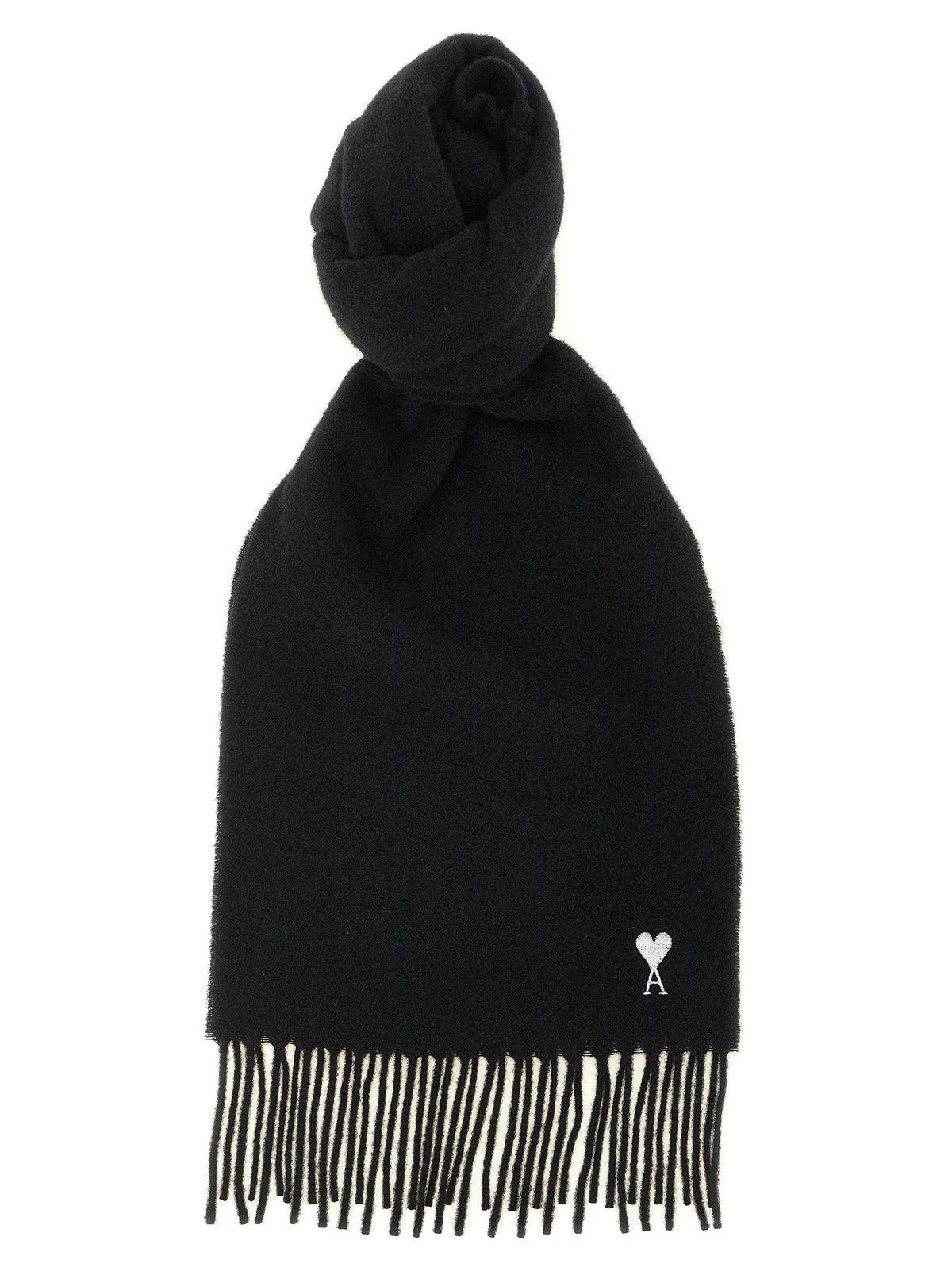 Ami Paris Quota Scarf With Adc Embroidery And Fringes-Scarves Hats & Gloves-[Adult]-[Female]-2022 Online Blue Zone Planet