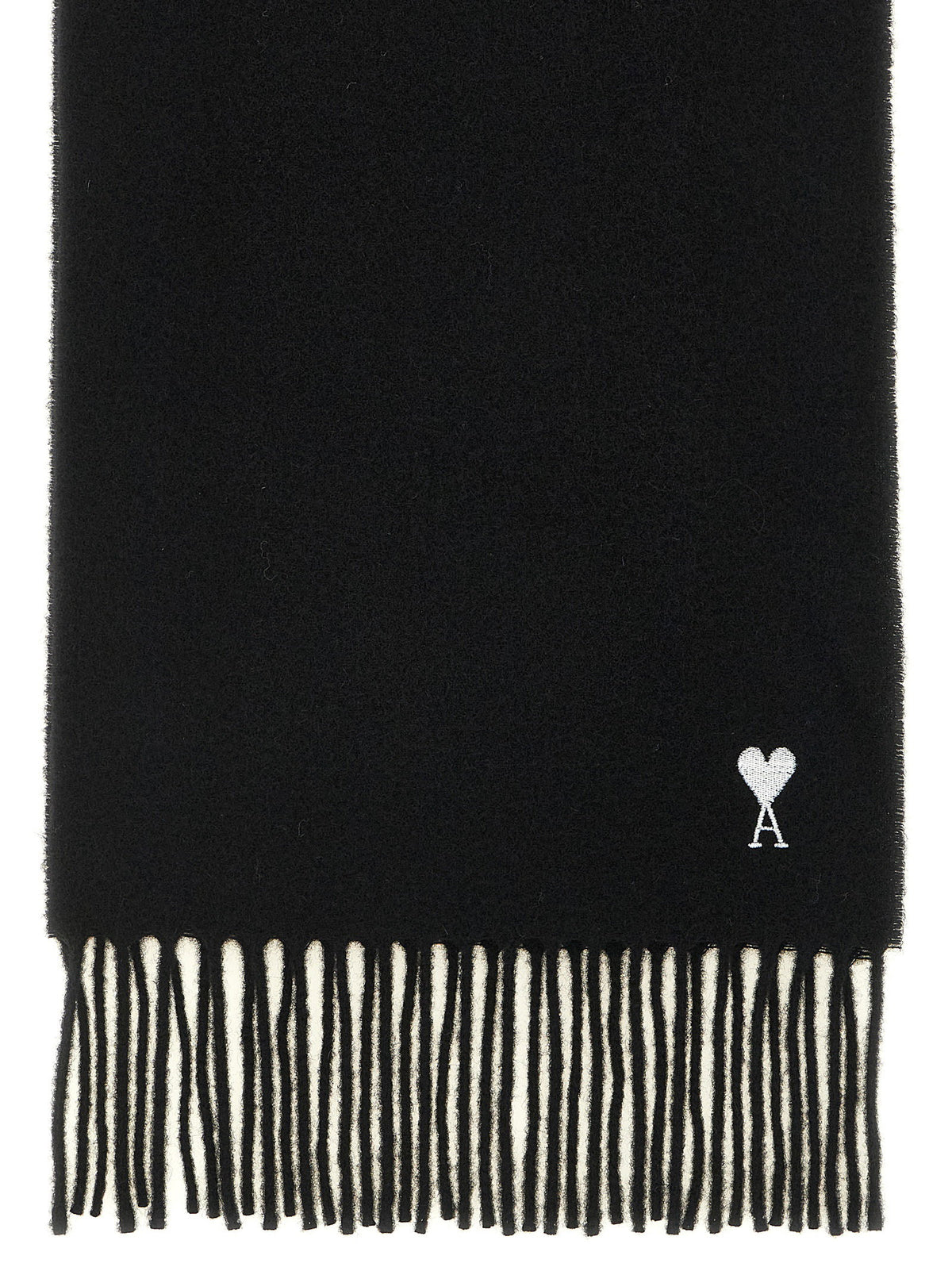 Ami Paris Quota Scarf With Adc Embroidery And Fringes-Scarves Hats & Gloves-[Adult]-[Female]-2022 Online Blue Zone Planet