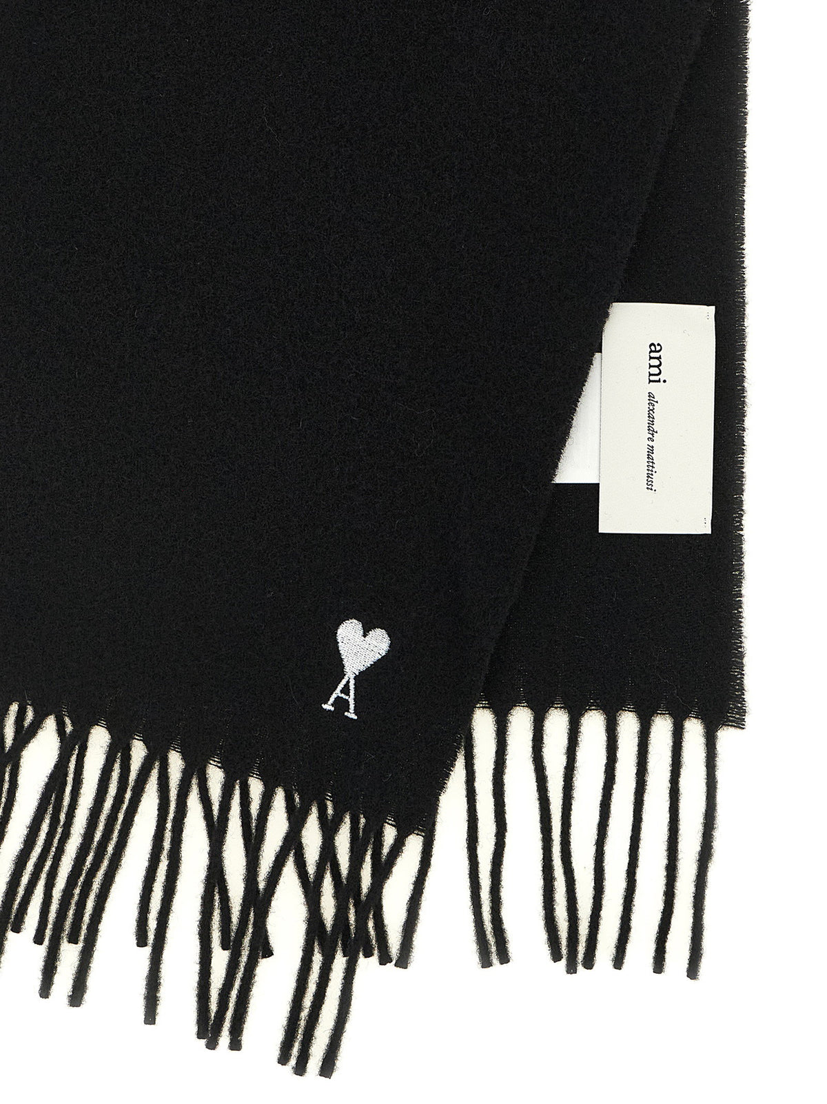Ami Paris Quota Scarf With Adc Embroidery And Fringes-Scarves Hats & Gloves-[Adult]-[Female]-2022 Online Blue Zone Planet