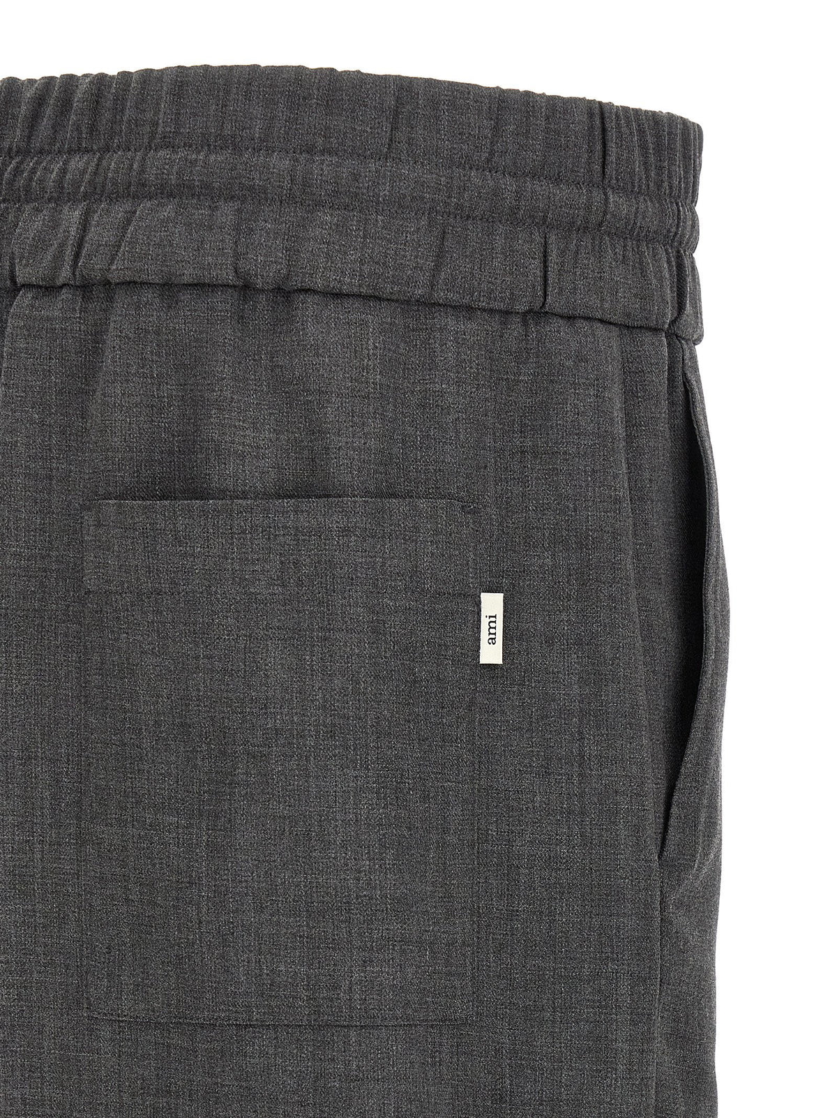 Ami Paris Mélange Wool Pants-Trousers-[Adult]-[Female]-2022 Online Blue Zone Planet