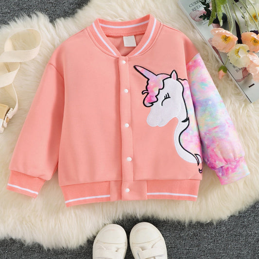Unicorn Graphic Long Sleeve Jacket-TODDLER-[Adult]-[Female]-Peach-4T-2022 Online Blue Zone Planet