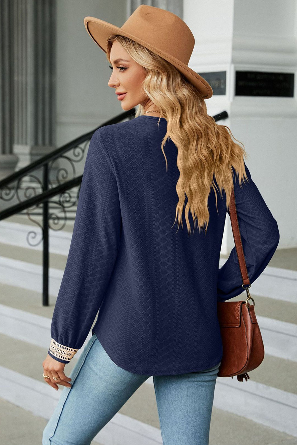 V-Neck Long Sleeve Blouse BLUE ZONE PLANET