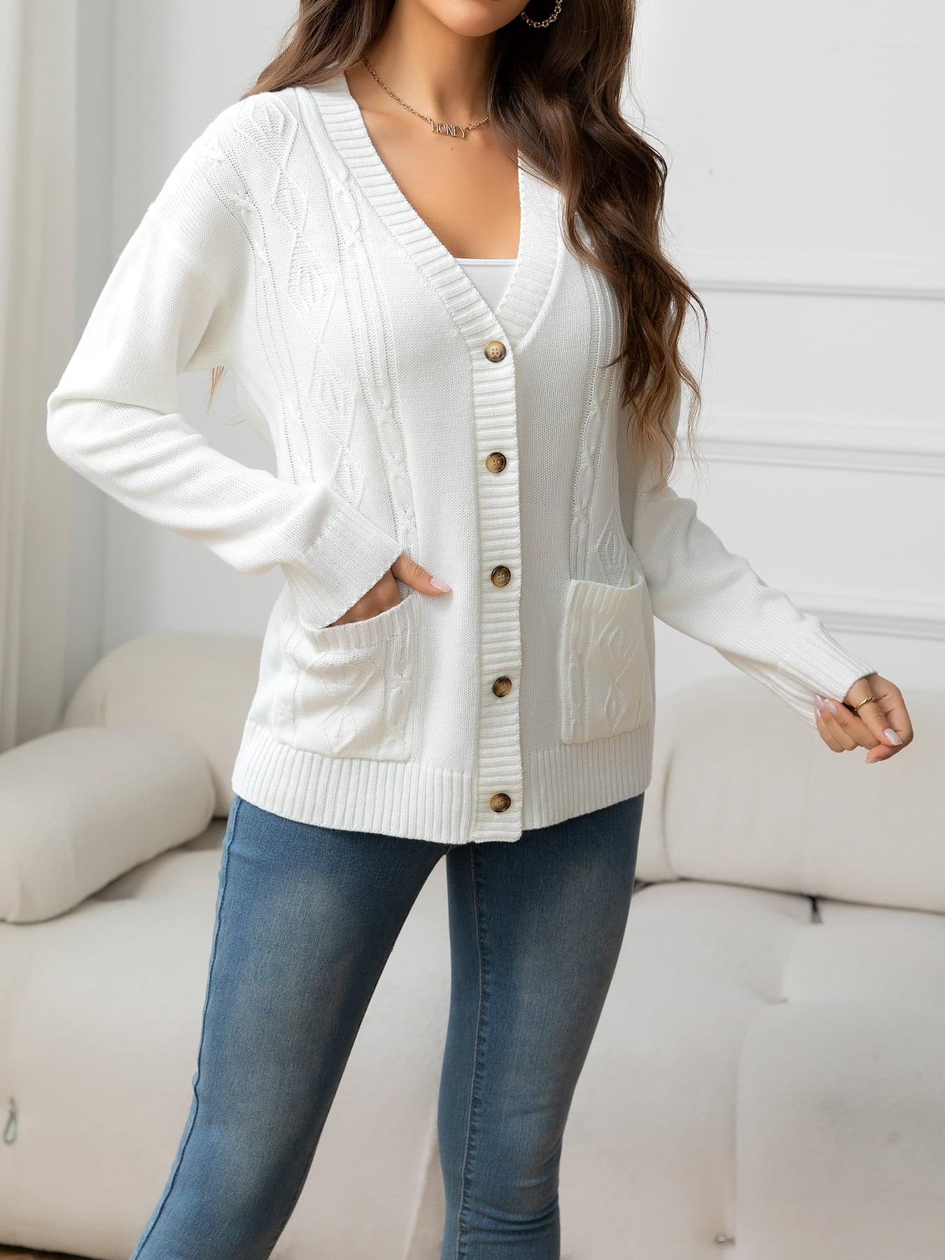 V-Neck Long Sleeve Buttoned Knit Top with Pocket BLUE ZONE PLANET