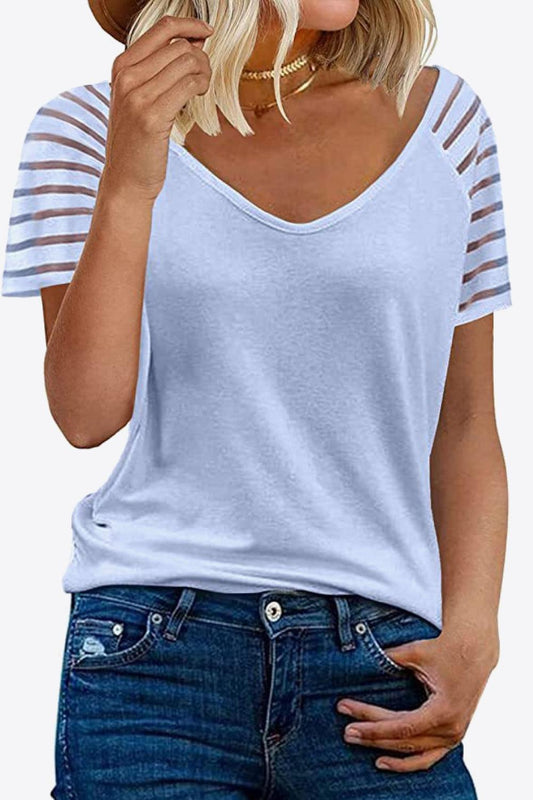 V-Neck Raglan Sleeve Tee BLUE ZONE PLANET