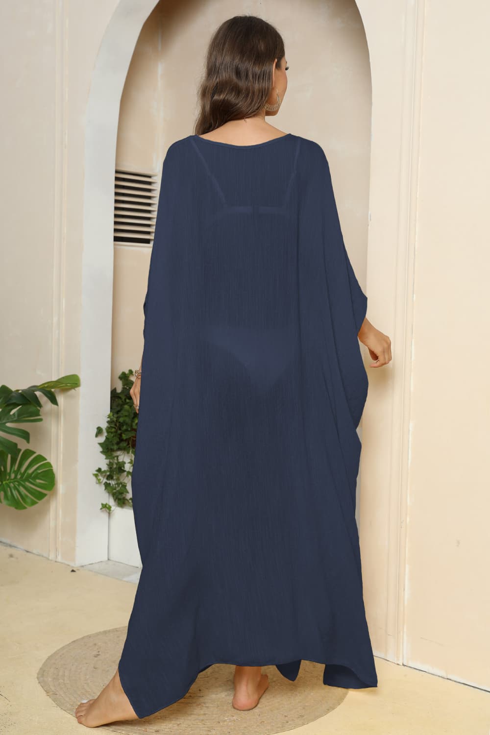 V-Neck Three-Quarter Sleeve Cover-Up BLUE ZONE PLANET