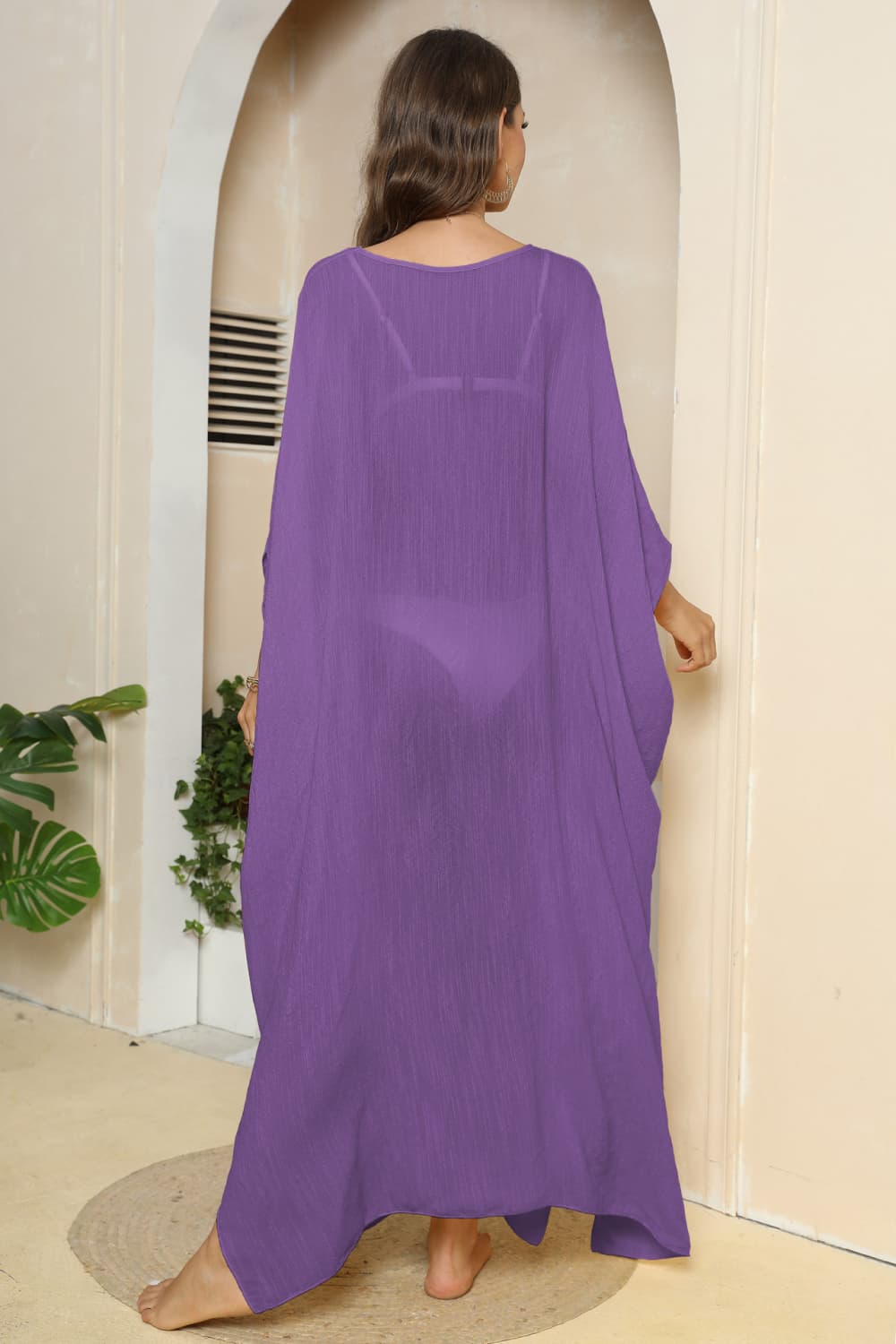 V-Neck Three-Quarter Sleeve Cover-Up BLUE ZONE PLANET