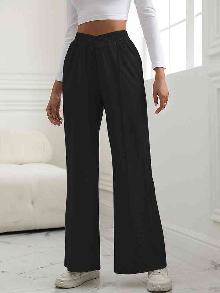 V-Waist Wide Leg Pants BLUE ZONE PLANET