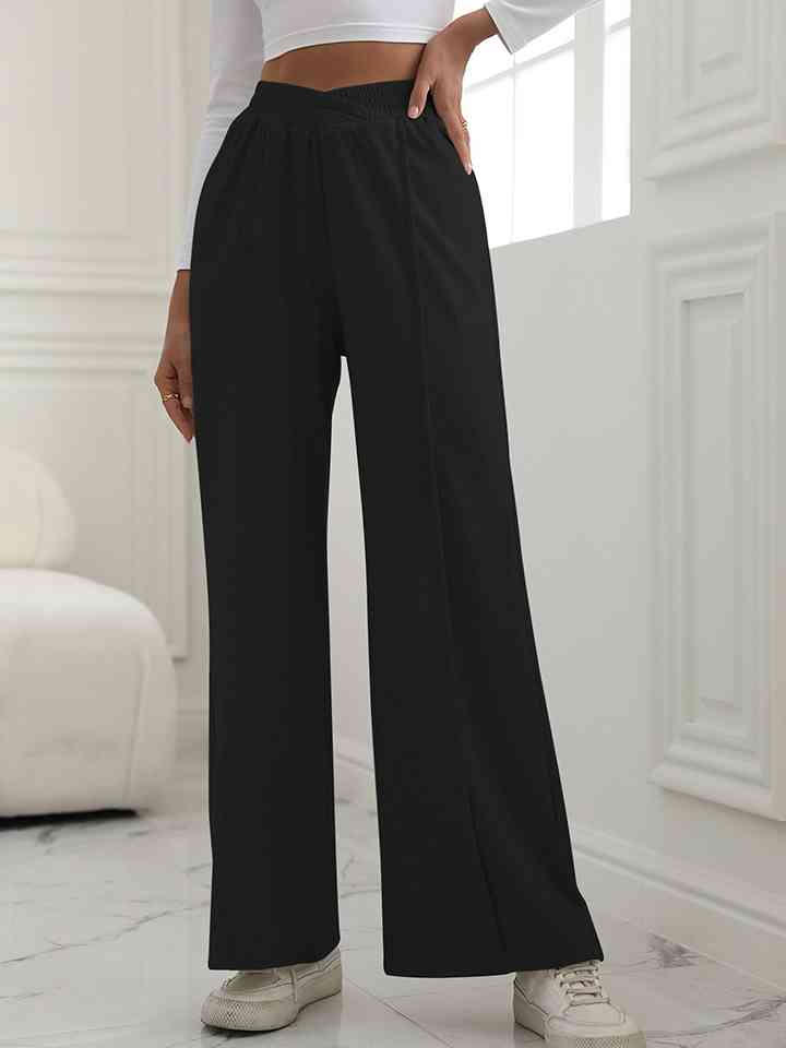 V-Waist Wide Leg Pants BLUE ZONE PLANET