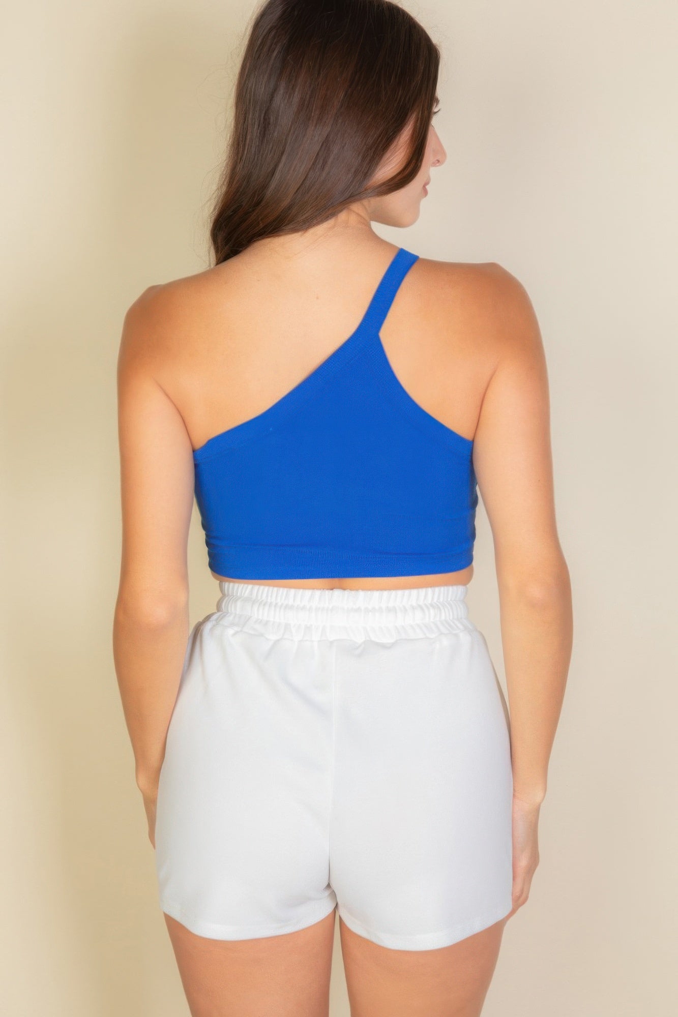 One Shoulder Ribbed Cropped Top-[Adult]-[Female]-2022 Online Blue Zone Planet