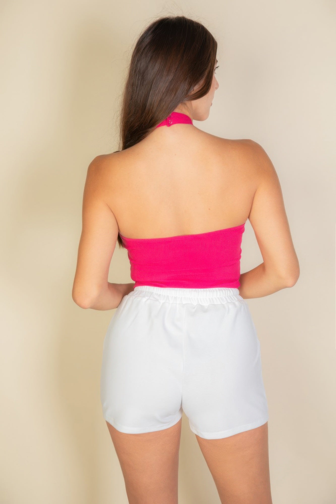 Ribbed Halter Neck Backless Top-[Adult]-[Female]-Fuchsia-S-2022 Online Blue Zone Planet