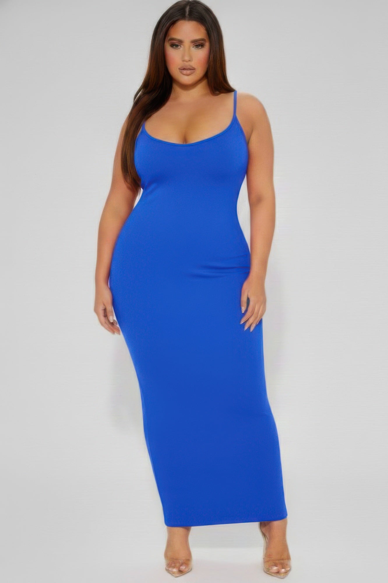 cami maxi dress plus size Plus Ribbed Mermaaid Hem Cami Dress Royal / 3XL by Blue Zone Planet