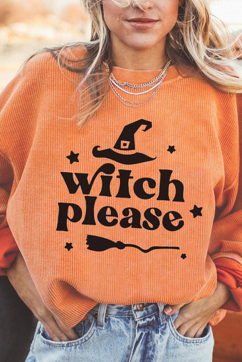 WITCH PLEASE Graphic Dropped Shoulder Sweatshirt BLUE ZONE PLANET