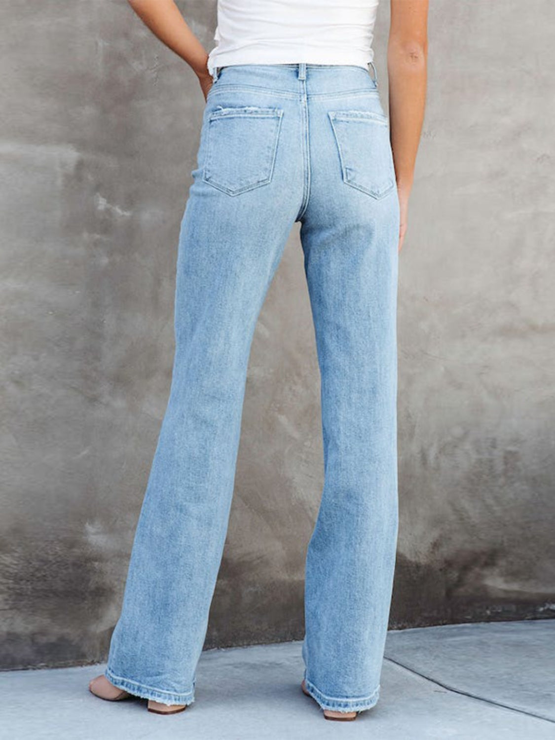 Washed Straight Leg Jeans BLUE ZONE PLANET