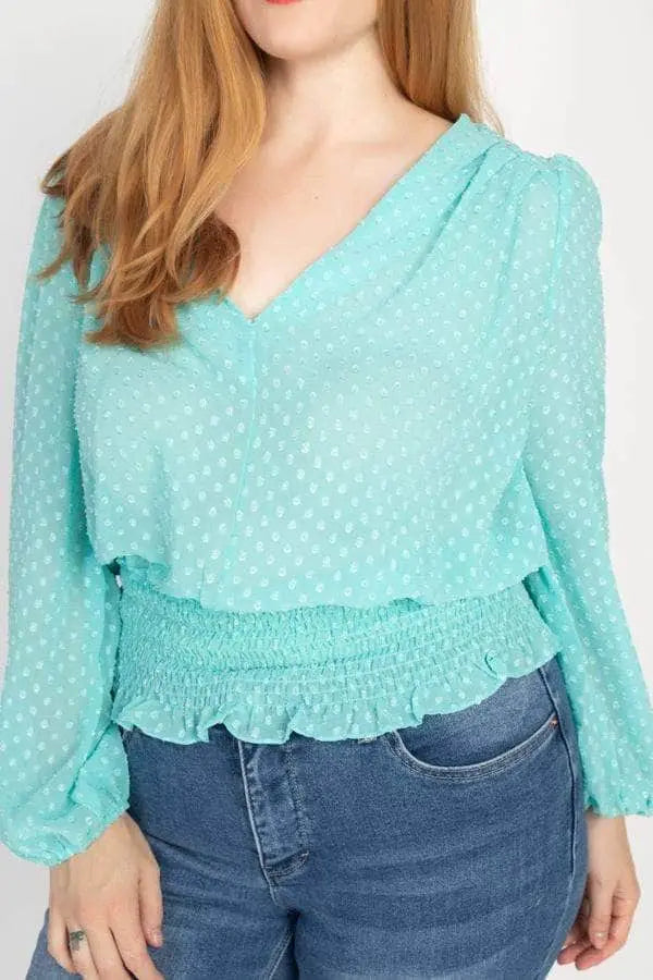 Watch Out for Polka Dots Blouse Blue Zone Planet