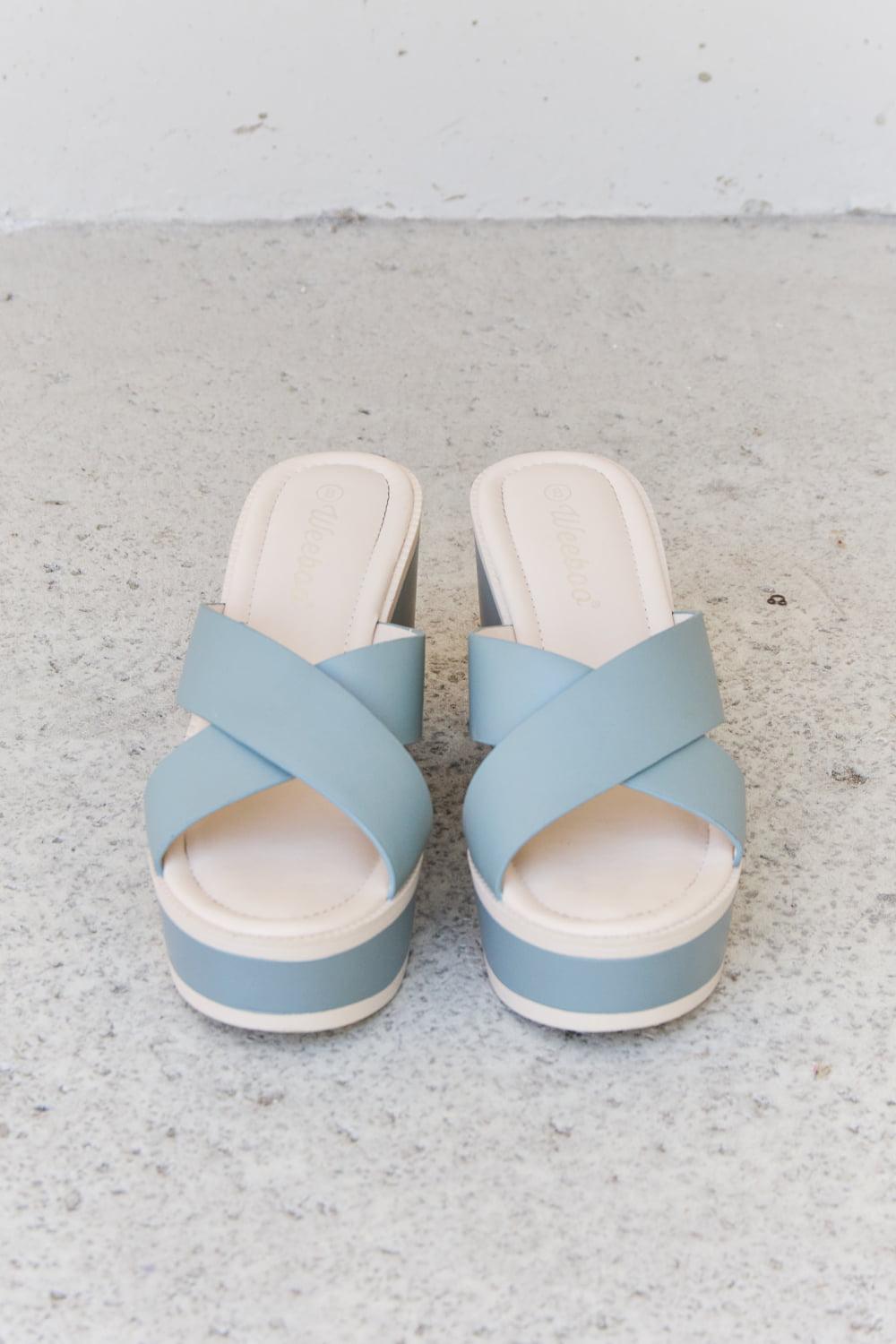 Weeboo Cherish The Moments Contrast Platform Sandals in Misty Blue BLUE ZONE PLANET
