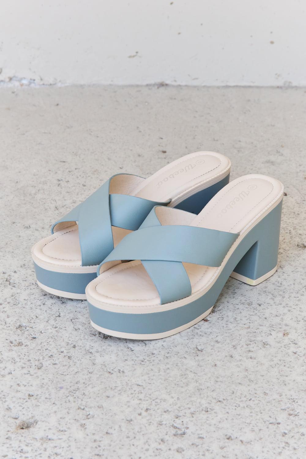 Weeboo Cherish The Moments Contrast Platform Sandals in Misty Blue BLUE ZONE PLANET