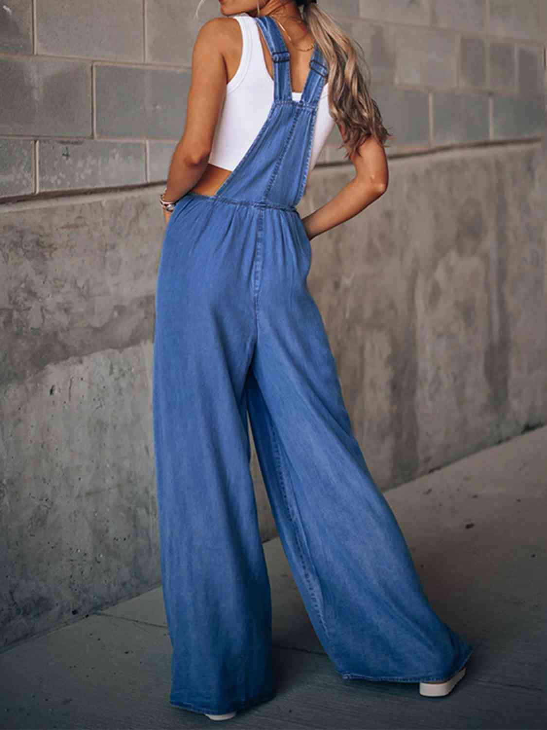 Wide Leg Denim Overalls BLUE ZONE PLANET