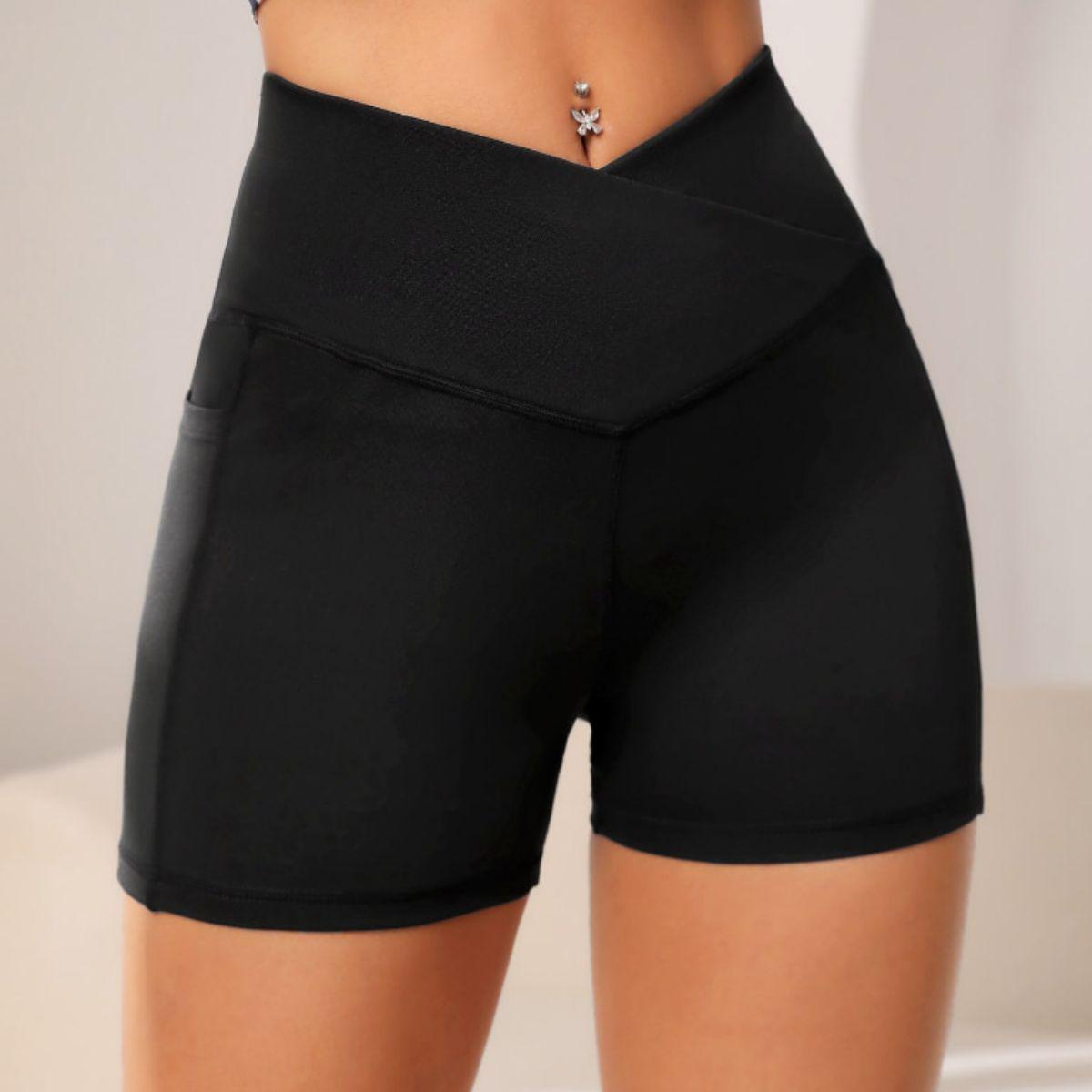 Wide Waistband Active Shorts with Pocket BLUE ZONE PLANET