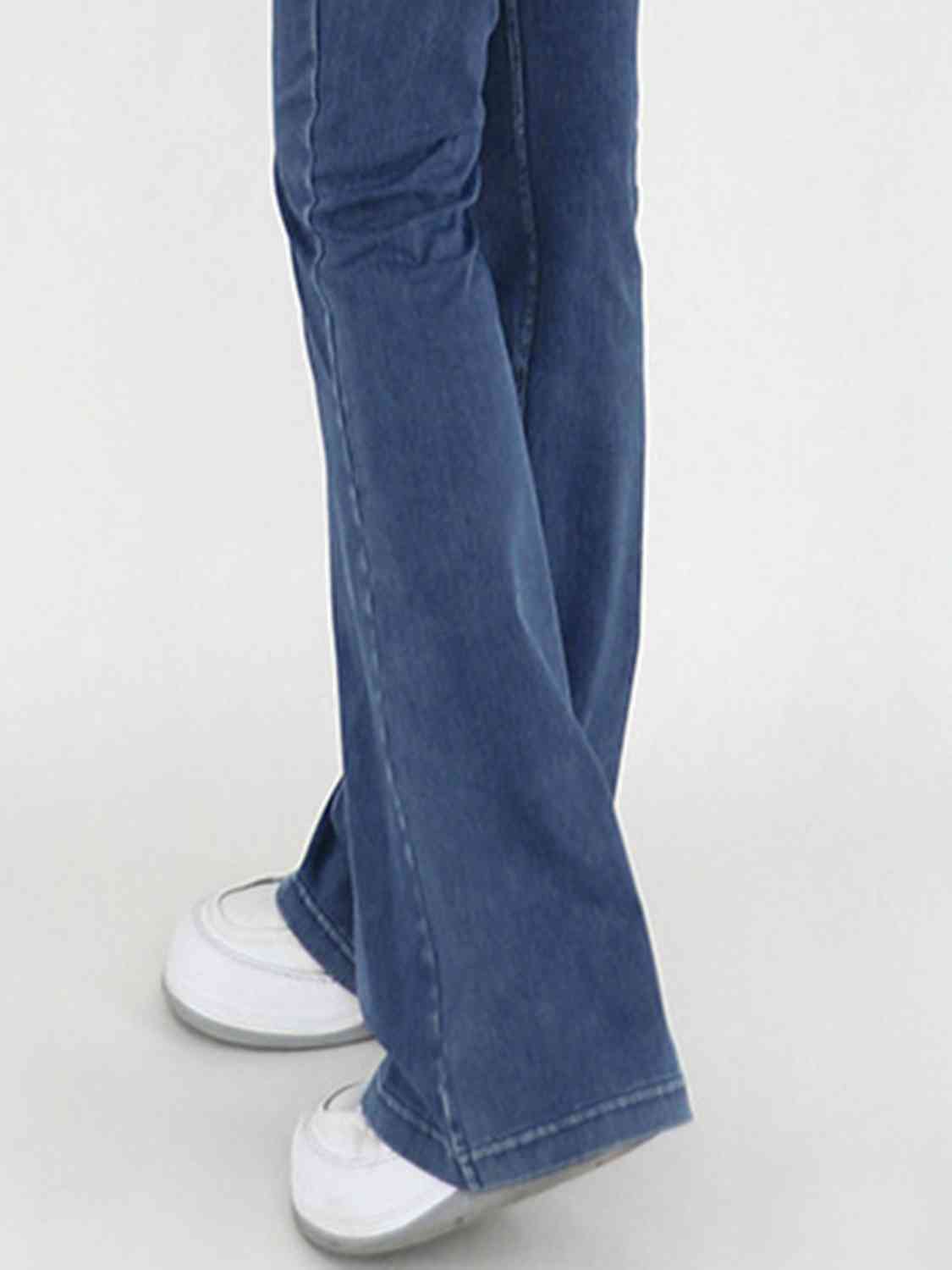 Wide Waistband Bootcut Jeans with Pockets BLUE ZONE PLANET