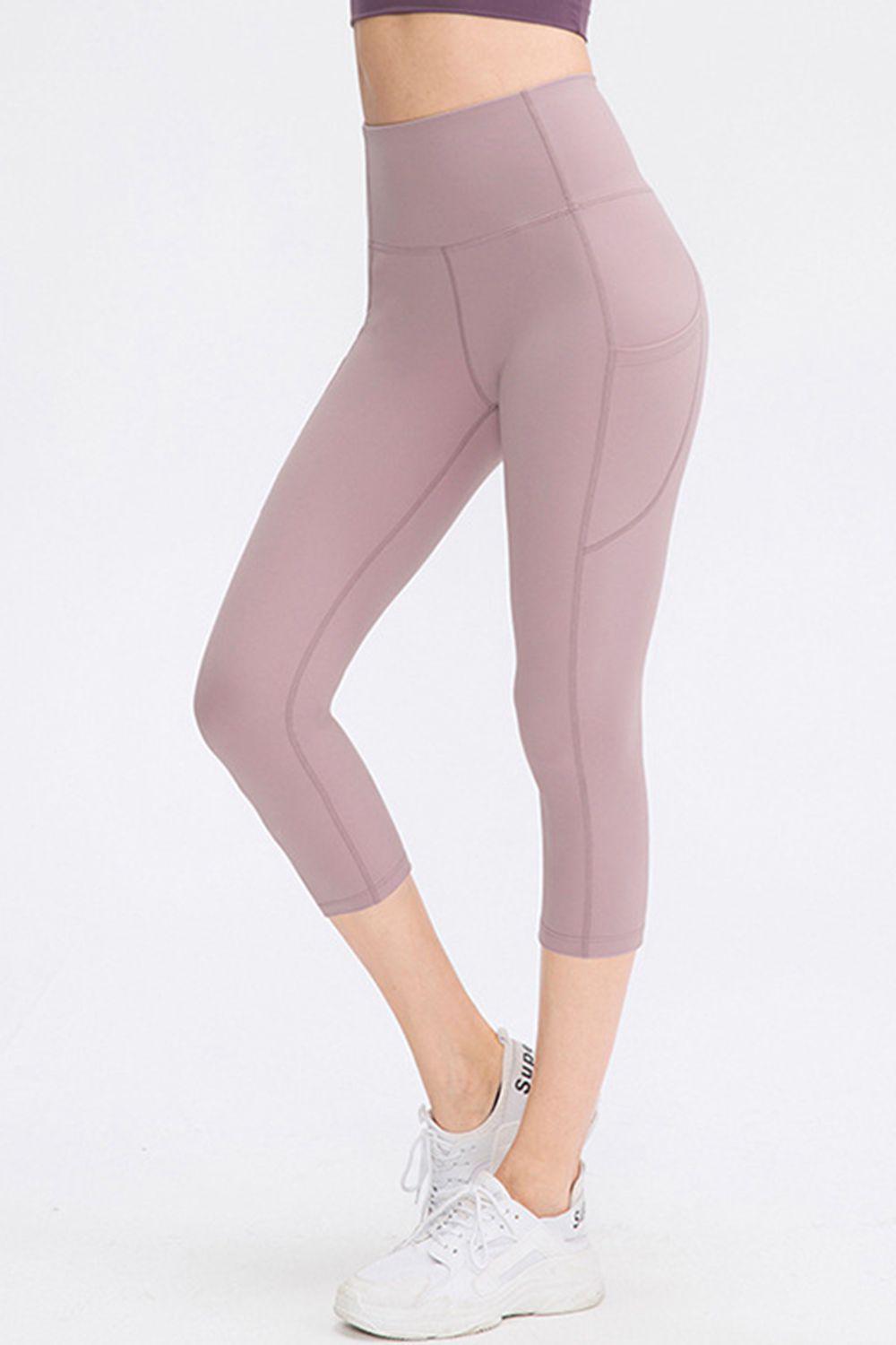 Wide Waistband Cropped Active Leggings with Pockets BLUE ZONE PLANET
