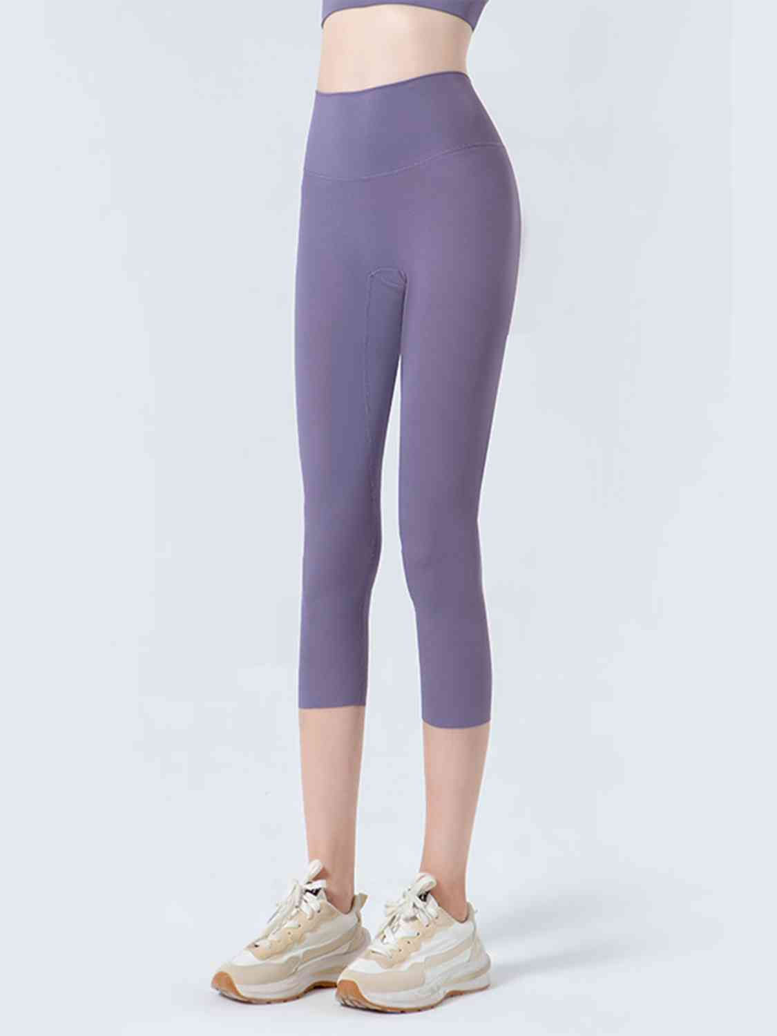 Wide Waistband Cropped Sports Leggings BLUE ZONE PLANET