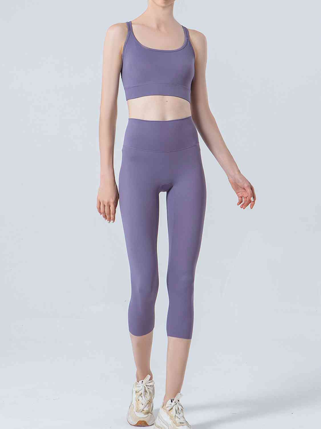 Wide Waistband Cropped Sports Leggings BLUE ZONE PLANET